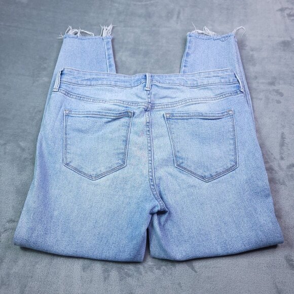 Old Navy Womens Rockstar Super Skinny Ankle Jeans 12 Distressed Light Wash - Picture 2 of 8